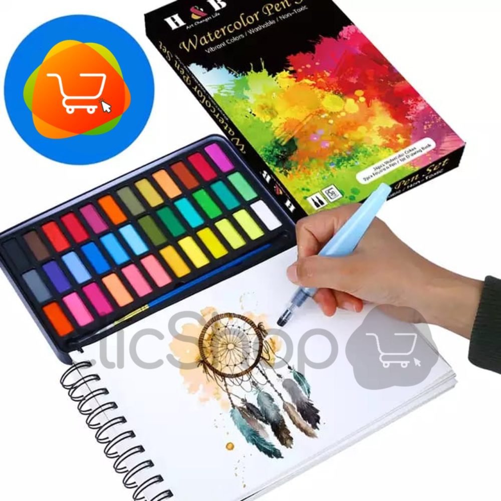 Set 36 Acuarelas + Rotuladores + Cuaderno 