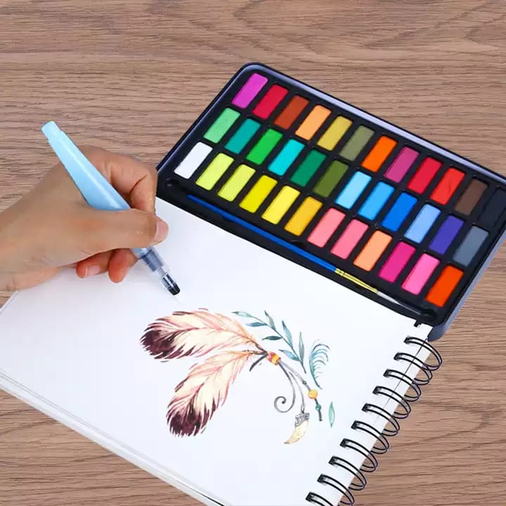 Set 36 Acuarelas + Rotuladores + Cuaderno 
